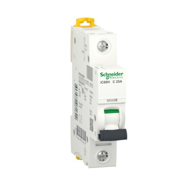 A9F54125 - Miniature circuit breaker (MCB), Acti9 iC60H, 1P, 25A, C curve, 10000A (IEC/EN 60898-1), 15kA (IEC/EN 60947-2) - Schneider Electric - Miniature circuit breaker (MCB), Acti9 iC60H, 1P, 25A, C curve, 10000A (IEC/EN 60898-1), 15kA (IEC/EN 60947-2) - Schneider Electric - 0