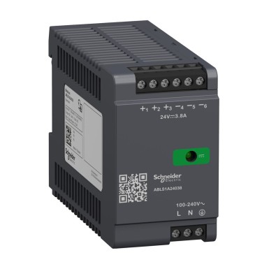 ABLS1A24038 - Reguleeritud toiteallikas, 100240V AC, 24V 3,8 A, ühefaasiline, optimeeritud - Schneider Electric - Reguleeritud toiteallikas, 100240V AC, 24V 3,8 A, ühefaasiline, optimeeritud - Schneider Electric - 0