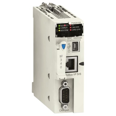 BMXP3420102CL - Protsessor, Modicon M340, max 1024 diskreetset + 256 analoog I/O, Modbus, CANopen, ilma mälukaardita - Schneider Electric - Protsessor, Modicon M340, max 1024 diskreetset + 256 analoog I/O, Modbus, CANopen, ilma mälukaardita - Schneider Electric - 0