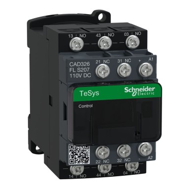 CAD326FLS207 - Juhtimisrelee, TeSys Deca S207 raudtee, 3NO+2NC, <= 690V, 110V DC madala tarbimisega mähis. - Schneider Electric - Juhtimisrelee, TeSys Deca S207 raudtee, 3NO+2NC, <= 690V, 110V DC madala tarbimisega mähis. - Schneider Electric - 0