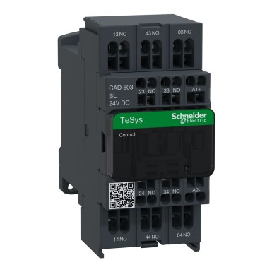 CAD503BL - Juhtimisrelee, TeSys Deca, 5NO, 0 kuni 690V, 24VDC madala tarbimisega mähis, vedru. - Schneider Electric - Juhtimisrelee, TeSys Deca, 5NO, 0 kuni 690V, 24VDC madala tarbimisega mähis, vedru. - Schneider Electric - 0