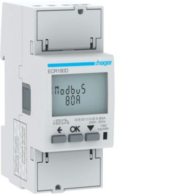 ECR180D - 1Ph kWhmeeter otse 80A 2M MODBUS MID - Hager - 1Ph kWhmeeter otse 80A 2M MODBUS MID - Hager - 0