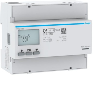 ECR310D - 3Ph kWhmeeter otse 125A 6M MODBUS MID - Hager - 3Ph kWhmeeter otse 125A 6M MODBUS MID - Hager - 0