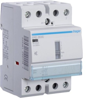 ERD263S - Humfree Override-kontaktor 63A, 2NO, 24V - Hager - Humfree Override-kontaktor 63A, 2NO, 24V - Hager - 0