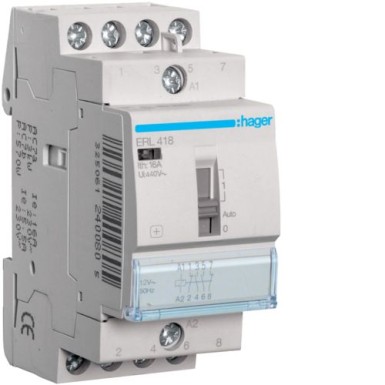 ERL418 - Relee 16A, 2NO+2NC, 12V - Hager - Relee 16A, 2NO+2NC, 12V - Hager - 0