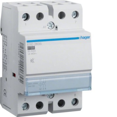 ESD263S - Humfree kontaktor 63A, 2NO, 24V - Hager - Humfree kontaktor 63A, 2NO, 24V - Hager - 0