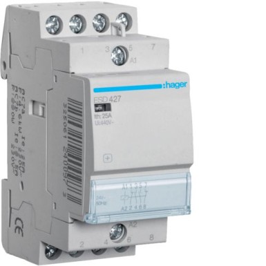 ESD427 - Kontaktor 25A, 2NO+2NC, 24V - Hager - Kontaktor 25A, 2NO+2NC, 24V - Hager - 0