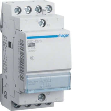 ESD427S - Humfree kontaktor 25A, 2NO+2NC, 24V - Hager - Humfree kontaktor 25A, 2NO+2NC, 24V - Hager - 0