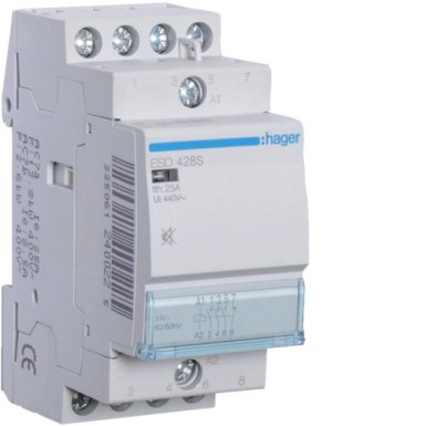 ESD428S - Humfree kontaktor 25A, 3NO+1NC, 24V - Hager - Humfree kontaktor 25A, 3NO+1NC, 24V - Hager - 0