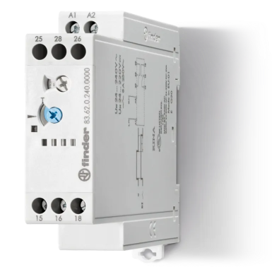 836202400000 - Modulaarne taimer 1-funktsiooniline (BI); Toit 24...240V AC/DC; 2CO 8A; laius 22,5mm; aja reguleerimine 0,05c ... 180c; kaitseaste IP20. - Finder - Modulaarne taimer 1-funktsiooniline (BI); Toit 24...240V AC/DC; 2CO 8A; laius 22,5mm; aja reguleerimine 0,05c ... 180c; kaitseaste IP20. - Finder - 0