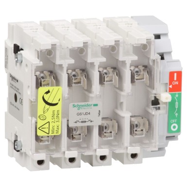 GS1JD4 - Lülituskatkesti, TeSys GS, 4P, 4NO, 100A, 9W, kaitsme tüüp NFC, suurus 22x58mm - Schneider Electric - Lülituskatkesti, TeSys GS, 4P, 4NO, 100A, 9W, kaitsme tüüp NFC, suurus 22x58mm - Schneider Electric - 0