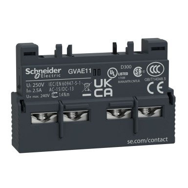 GVAE11 - Abikontaktplokk,TeSys Deca,1NO+1NC,esiosa paigaldus,GV2 jaoks. - Schneider Electric - Abikontaktplokk,TeSys Deca,1NO+1NC,esiosa paigaldus,GV2 jaoks. - Schneider Electric - 0