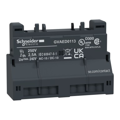 GVAED0113 - TeSys Deca abikontaktplokk, 24 kuni 240 V AC/24 kuni 60 V DC, 1 NO + 1 NC. - Schneider Electric - TeSys Deca abikontaktplokk, 24 kuni 240 V AC/24 kuni 60 V DC, 1 NO + 1 NC. - Schneider Electric - 0