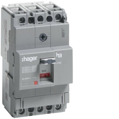 HDA080L - MCCB h3 x160 TM 3x80A 18kA - Hager - MCCB h3 x160 TM 3x80A 18kA - Hager - 0