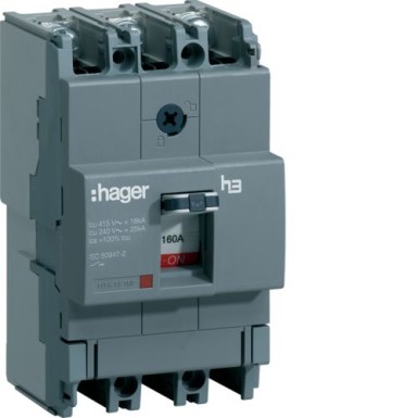 HDA160L - MCCB h3 x160 TM 3x160A 18kA - Hager - MCCB h3 x160 TM 3x160A 18kA - Hager - 0