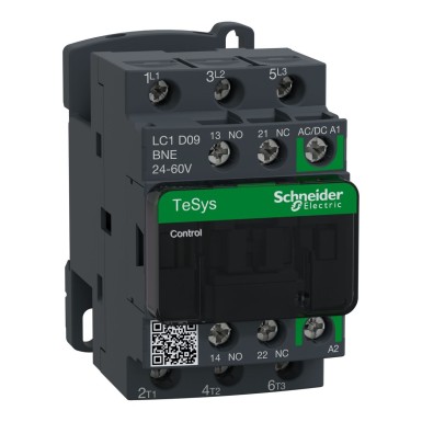 LC1D09BNE - Kontaktor, TeSys Deca, 3P(3 NO), AC-3/AC-3e, 0 kuni 440 V, 9 A, 24-60 VAC/DC mähis. - Schneider Electric - Kontaktor, TeSys Deca, 3P(3 NO), AC-3/AC-3e, 0 kuni 440 V, 9 A, 24-60 VAC/DC mähis. - Schneider Electric - 0