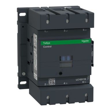 LC1D115BD - Kontaktor, TeSys Deca, 3P(3NO), AC-3/AC-3e, <=440V, 115A, 24V DC standard mähis, kruviklambrite klemmid. - Schneider Electric - Kontaktor, TeSys Deca, 3P(3NO), AC-3/AC-3e, <=440V, 115A, 24V DC standard mähis, kruviklambrite klemmid. - Schneider Electric - 0