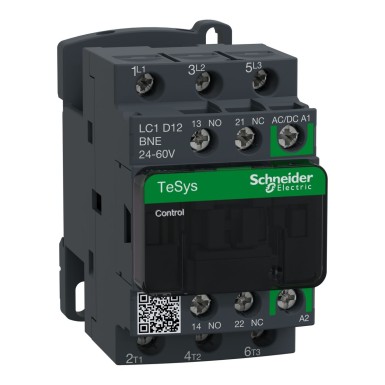 LC1D12BNE - Kontaktor, TeSys Deca, 3P(3 NO), AC-3/AC-3e, 0 kuni 440V, 12A, 24-60VAC/DC mähis. - Schneider Electric - Kontaktor, TeSys Deca, 3P(3 NO), AC-3/AC-3e, 0 kuni 440V, 12A, 24-60VAC/DC mähis. - Schneider Electric - 0