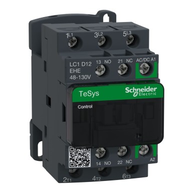 LC1D12EHE - Kontaktor, TeSys Deca, 3P(3 NO), AC-3/AC-3e, 0 kuni 440V, 12A, 48-130VAC/DC mähis. - Schneider Electric - Kontaktor, TeSys Deca, 3P(3 NO), AC-3/AC-3e, 0 kuni 440V, 12A, 48-130VAC/DC mähis. - Schneider Electric - 0