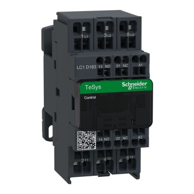 LC1D183B7 - Kontaktor, TeSys Deca, 3P(3 NO), AC-3/AC-3e, 0 kuni 440V, 18A, 24VAC 50/60Hz mähis, vedruklamber - Schneider Electric - Kontaktor, TeSys Deca, 3P(3 NO), AC-3/AC-3e, 0 kuni 440V, 18A, 24VAC 50/60Hz mähis, vedruklamber - Schneider Electric - 0