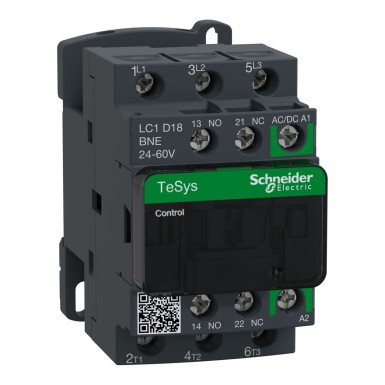 LC1D18BNE - Kontaktor, TeSys Deca, 3P(3 NO), AC-3/AC-3e, 0 kuni 440V, 18A, 24 kuni 60VAC/DC mähis. - Schneider Electric - Kontaktor, TeSys Deca, 3P(3 NO), AC-3/AC-3e, 0 kuni 440V, 18A, 24 kuni 60VAC/DC mähis. - Schneider Electric - 0