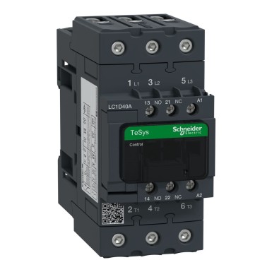 LC1D40AN7 - Kontaktor, TeSys Deca, 3P(3 NO), AC-3/AC-3e, 0 kuni 440V, 40A, 415VAC 50/60Hz mähis. - Schneider Electric - Kontaktor, TeSys Deca, 3P(3 NO), AC-3/AC-3e, 0 kuni 440V, 40A, 415VAC 50/60Hz mähis. - Schneider Electric - 0