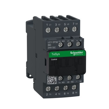 LC1DT32BD - Kontaktor, TeSys Deca, 4P(4 NO), AC-1, 0 kuni 440V, 32A, 24VDC standard mähis. - Schneider Electric - Kontaktor, TeSys Deca, 4P(4 NO), AC-1, 0 kuni 440V, 32A, 24VDC standard mähis. - Schneider Electric - 0