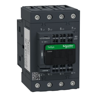 LC1DT60A3BD - TeSys Deca kontaktor 4P(4 NO) AC1 <= 440 V 60 A 24 V DC standard mähis. - Schneider Electric - TeSys Deca kontaktor 4P(4 NO) AC1 <= 440 V 60 A 24 V DC standard mähis. - Schneider Electric - 0