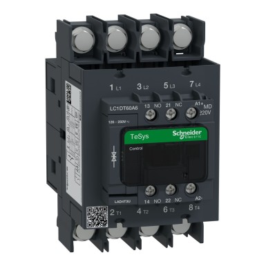 LC1DT60A6MD - Kontaktor, TeSys Deca, 4P(4 NO), AC-1, 0 kuni 440 V, 60 A, 220 V DC standard mähis, klemmid-ringid, klemmid-ringid - Schneider Electric - Kontaktor, TeSys Deca, 4P(4 NO), AC-1, 0 kuni 440 V, 60 A, 220 V DC standard mähis, klemmid-ringid, klemmid-ringid - Schneider Electric - 0