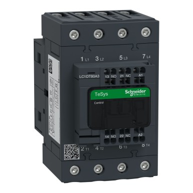 LC1DT80A3P7 - TeSys Deca kontaktor 4P(4 NO) AC1 <= 440 V 80 A 230 V AC 50/60 Hz mähis. - Schneider Electric - TeSys Deca kontaktor 4P(4 NO) AC1 <= 440 V 80 A 230 V AC 50/60 Hz mähis. - Schneider Electric - 0