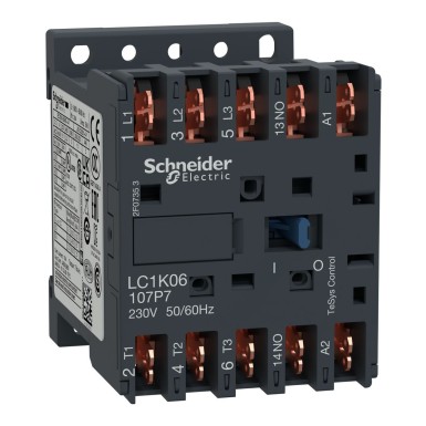 LC1K06107P7 - TeSys K kontaktor 3P AC3 <= 440 V 6 A 1 NO ab. 230 V vahelduvvoolu mähis. - Schneider Electric - TeSys K kontaktor 3P AC3 <= 440 V 6 A 1 NO ab. 230 V vahelduvvoolu mähis. - Schneider Electric - 0