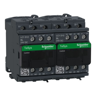 LC2D12BLV - Pöördkontaktor, TeSys Deca, 3P(3 NO), AC-3, 0 kuni 440V, 12A, 24VDC LC-mähis, mehaanilise ja elektrilise blokeeringuga. - Schneider Electric - Pöördkontaktor, TeSys Deca, 3P(3 NO), AC-3, 0 kuni 440V, 12A, 24VDC LC-mähis, mehaanilise ja elektrilise blokeeringuga. - Schneider Electric - 0