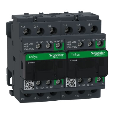 LC2D25KUE - TeSys Deca pöördkontaktor 3P <= 440 V 25 A AC3 100...250 V AC/DC mähis. - Schneider Electric - TeSys Deca pöördkontaktor 3P <= 440 V 25 A AC3 100...250 V AC/DC mähis. - Schneider Electric - 0