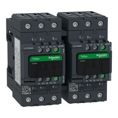 LC2D40AKUE - TeSys Deca pöördkontaktor 3P <= 440 V 40 A AC3 100...250 V AC/DC mähis. - Schneider Electric - TeSys Deca pöördkontaktor 3P <= 440 V 40 A AC3 100...250 V AC/DC mähis. - Schneider Electric - 0