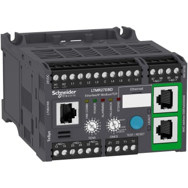 LTMR27EBD - Mootori kontroller, TeSys T, Motor Management, Ethernet/IP, Modbus/TCP, 6 sisendit, 3 loogilist väljundit, 1,35A kuni 27A, 24VDC - Schneider Electric - Mootori kontroller, TeSys T, Motor Management, Ethernet/IP, Modbus/TCP, 6 sisendit, 3 loogilist väljundit, 1,35A kuni 27A, 24VDC - Schneider Electric - 0