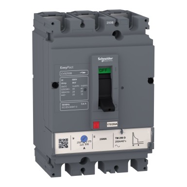 LV510300 - Kaitselüliti EasyPact CVS100B, 25 kA 415 VAC juures, 16 A nimivõimsusega termomagnetiline TMD-väljalülitusseade, 3P 3 - Schneider Electric - Kaitselüliti EasyPact CVS100B, 25 kA 415 VAC juures, 16 A nimivõimsusega termomagnetiline TMD-väljalülitusseade, 3P 3 - Schneider Electric - 0