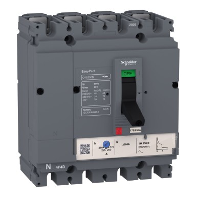 LV516312 - Kaitselüliti EasyPact CVS160B, 25 kA 415 VAC juures, 125 A nimiväärtus, termomagnetiline TMD-seade, 4P - Schneider Electric - Kaitselüliti EasyPact CVS160B, 25 kA 415 VAC juures, 125 A nimiväärtus, termomagnetiline TMD-seade, 4P - Schneider Electric - 0