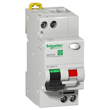 M9D11620 - Ülevoolukaitsega jäävvoolukaitsja (RCBO), Multi9 N40 Vigi, 1P+N, 20A, C-kõver, 6000A/6kA, AC-tüüp, 30mA - Schneider Electric - Ülevoolukaitsega jäävvoolukaitsja (RCBO), Multi9 N40 Vigi, 1P+N, 20A, C-kõver, 6000A/6kA, AC-tüüp, 30mA - Schneider Electric - 0