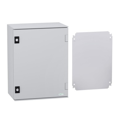 NSYPLM43PG - Seinale paigaldatav polüesterkapp, Thalassa PLM, tavaline uks, metallplaadiga, 430x330x200mm, IP66, IK10, RAL 7035 - Schneider Electric - Seinale paigaldatav polüesterkapp, Thalassa PLM, tavaline uks, metallplaadiga, 430x330x200mm, IP66, IK10, RAL 7035 - Schneider Electric - 1