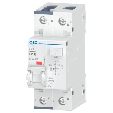 OEZ:38272 - In 10 A, Ue AC 230 V, karakteristik B, Idn 30 mA, 1+N-poolus, Icn 10 kA, tüüp AC - OEZ - In 10 A, Ue AC 230 V, karakteristik B, Idn 30 mA, 1+N-poolus, Icn 10 kA, tüüp AC - OEZ - 0