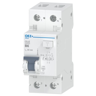 OEZ:38313 - In 6 A, Ue AC 230 V, karakteristik B, Idn 30 mA, 1+N-poolus, Icn 6 kA, tüüp AC - OEZ - In 6 A, Ue AC 230 V, karakteristik B, Idn 30 mA, 1+N-poolus, Icn 6 kA, tüüp AC - OEZ - 0