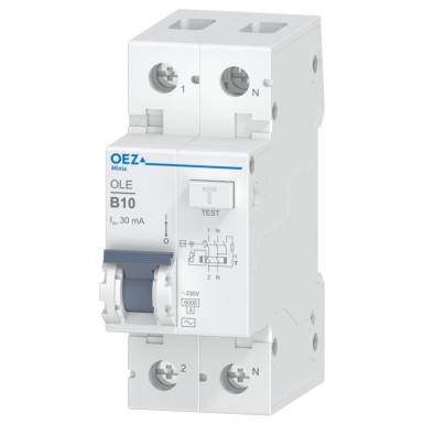 OEZ:38314 - In 10 A, Ue AC 230 V, karakteristik B, Idn 30 mA, 1+N-poolus, Icn 6 kA, tüüp AC - OEZ - In 10 A, Ue AC 230 V, karakteristik B, Idn 30 mA, 1+N-poolus, Icn 6 kA, tüüp AC - OEZ - 0