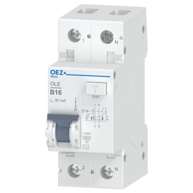 OEZ:38315 - 16 A, Ue AC 230 V, karakteristik B, Idn 30 mA, 1+N-poolus, Icn 6 kA, tüüp AC - OEZ - 16 A, Ue AC 230 V, karakteristik B, Idn 30 mA, 1+N-poolus, Icn 6 kA, tüüp AC - OEZ - 0