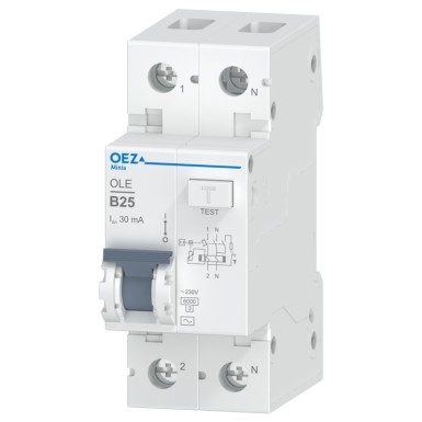 OEZ:38317 - 25 A, Ue AC 230 V, karakteristik B, Idn 30 mA, 1+N-poolus, Icn 6 kA, tüüp AC - OEZ - 25 A, Ue AC 230 V, karakteristik B, Idn 30 mA, 1+N-poolus, Icn 6 kA, tüüp AC - OEZ - 0