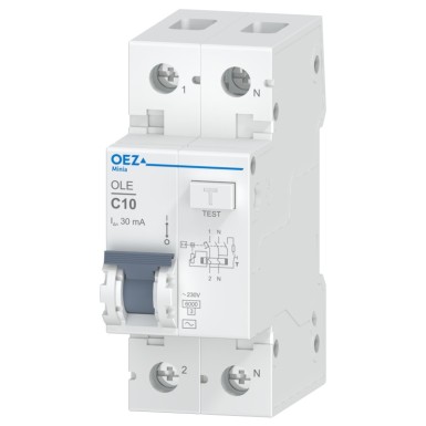 OEZ:38321 - In 10 A, Ue AC 230 V, karakteristik C, Idn 30 mA, 1+N-poolus, Icn 6 kA, tüüp AC - OEZ - In 10 A, Ue AC 230 V, karakteristik C, Idn 30 mA, 1+N-poolus, Icn 6 kA, tüüp AC - OEZ - 0