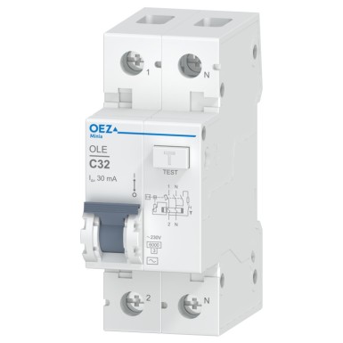 OEZ:38325 - 32 A, Ue AC 230 V, karakteristik C, Idn 30 mA, 1+N-poolus, Icn 6 kA, tüüp AC - OEZ - 32 A, Ue AC 230 V, karakteristik C, Idn 30 mA, 1+N-poolus, Icn 6 kA, tüüp AC - OEZ - 0