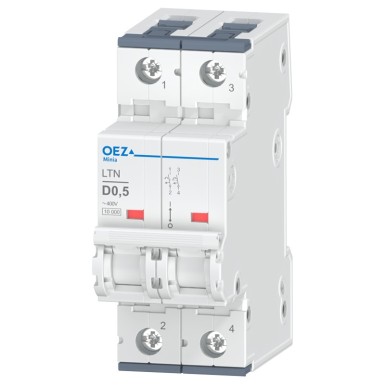 OEZ:41748 - In 0,5 A, Ue AC 230/400 V / DC 144 V, karakteristik D, 2-pooluseline, Icn 10 kA - OEZ - In 0,5 A, Ue AC 230/400 V / DC 144 V, karakteristik D, 2-pooluseline, Icn 10 kA - OEZ - 0