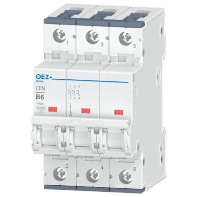 OEZ:41768 - In 6 A, Ue AC 230/400 V / DC 216 V, karakteristik B, 3-pooluseline, Icn 10 kA - OEZ - In 6 A, Ue AC 230/400 V / DC 216 V, karakteristik B, 3-pooluseline, Icn 10 kA - OEZ - 0