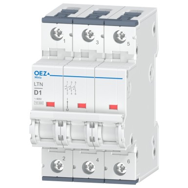 OEZ:41798 - In 1 A, Ue AC 230/400 V / DC 216 V, karakteristik D, 3-pooluseline, Icn 10 kA - OEZ - In 1 A, Ue AC 230/400 V / DC 216 V, karakteristik D, 3-pooluseline, Icn 10 kA - OEZ - 0