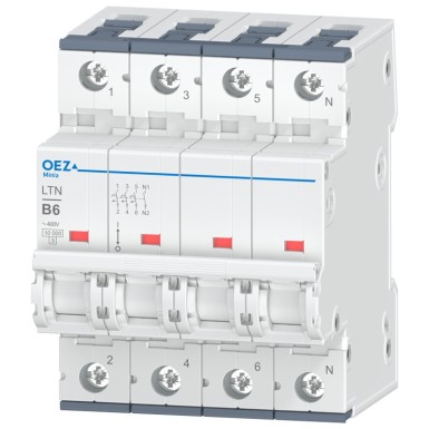 OEZ:41815 - In 6 A, Ue AC 230/400 V / DC 216 V, karakteristik B, 3+N-pooluseline, Icn 10 kA - OEZ - In 6 A, Ue AC 230/400 V / DC 216 V, karakteristik B, 3+N-pooluseline, Icn 10 kA - OEZ - 0